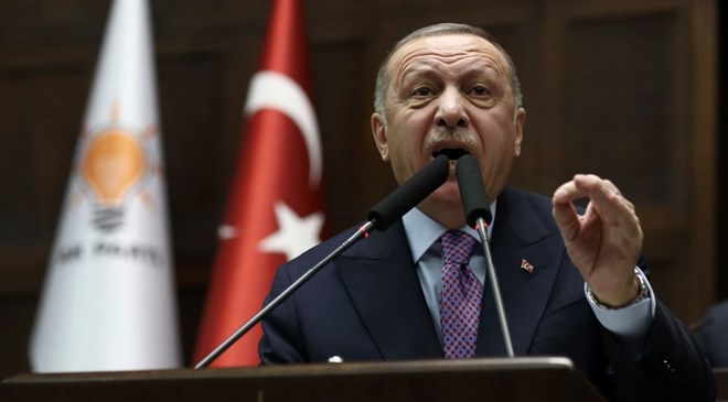 PRESIDENT ERDOGAN SPEAKING IN PARLIAMENT. PHOTO: AP PHOTO/BURHAN OZBILICI