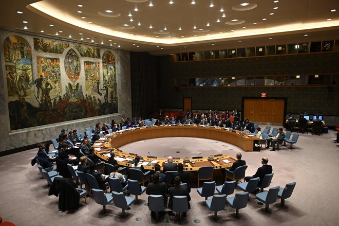 UN Security Council meeting at United Nations headquarters in New York in February.Credit...Johannes Eisele/Agence France-Presse — Getty Images