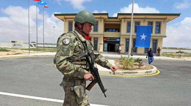 A Turkish military officer at the opening ceremony of a Turkish military base in Mogadishu, Somalia in 2017. (REUTERS)