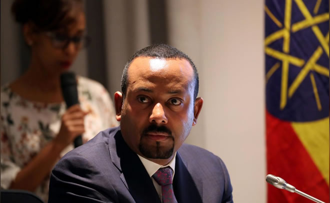 FILE PHOTO: Ethiopia's Prime Minister Abiy Ahmed attends a signing ceremony with European Commission President Ursula von der Leyen in Addis Ababa, Ethiopia December 7, 2019. REUTERS/Tiksa Negeri